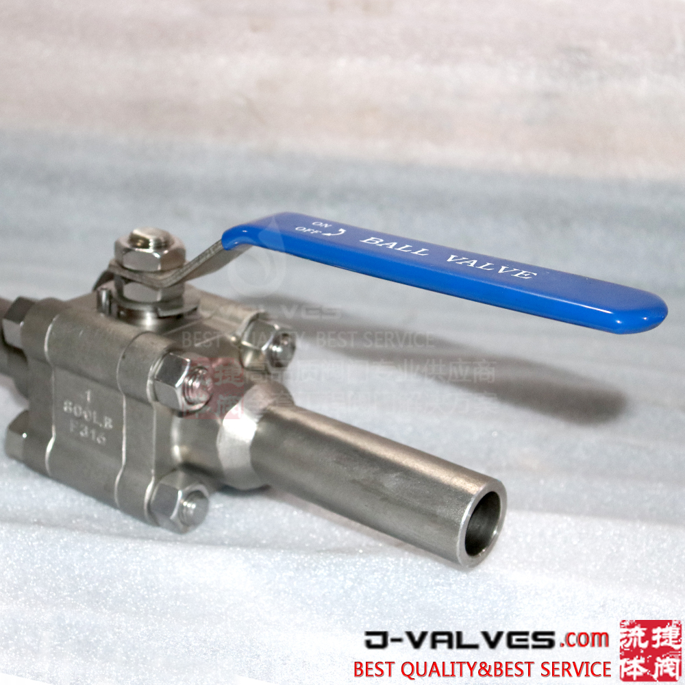 3PC Stainless Steel Floating Ball Valve SW Type with Handle Operation with Lengthened Welding